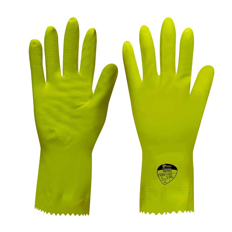 Polyco Optima Latex Coloured Chemical Gloves Gloves.co.uk